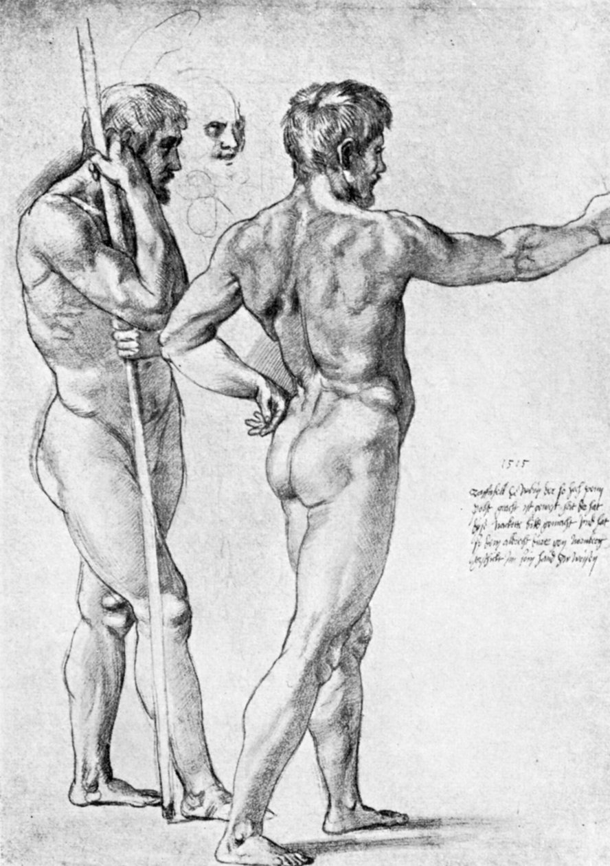 To mannlige nakenstudier, 1515, 1912. av Raffaello Sanzio Raphael