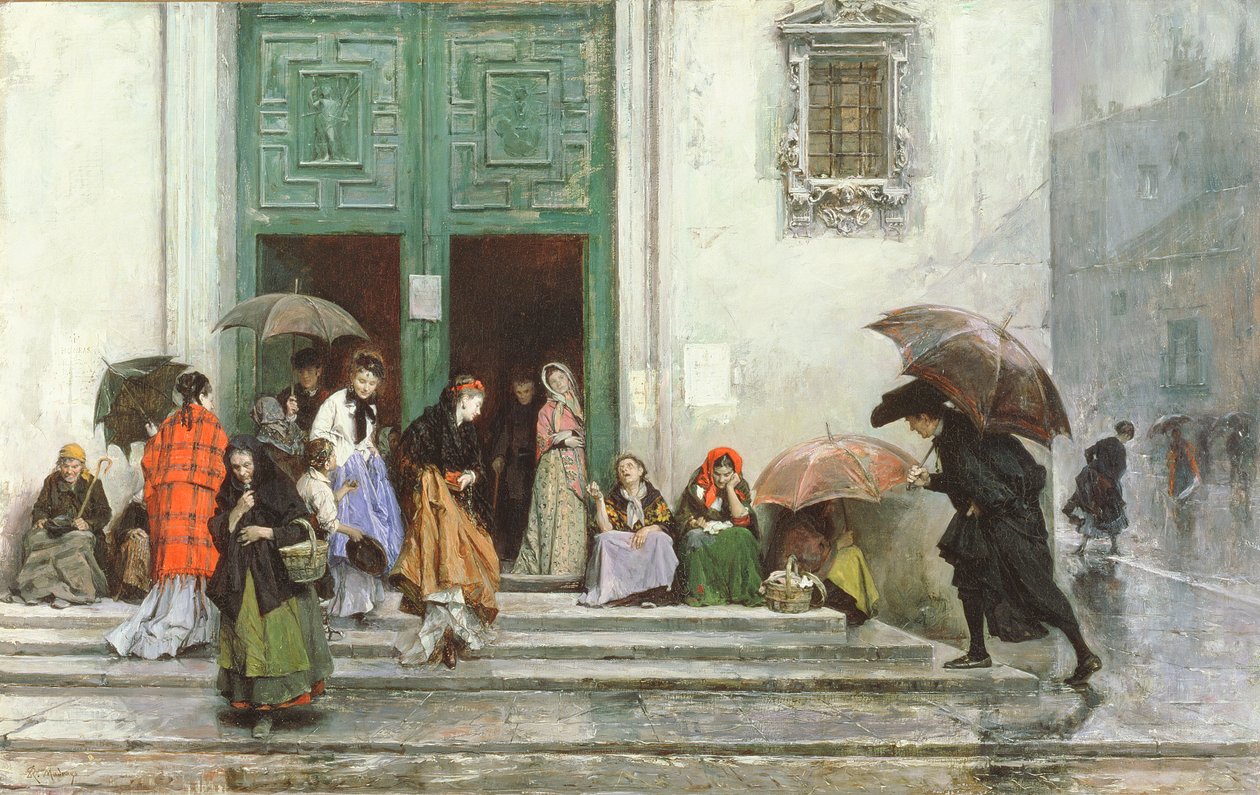 Kommer ut av kirken, før 1875 av Raimundo de Madrazo y Garreta