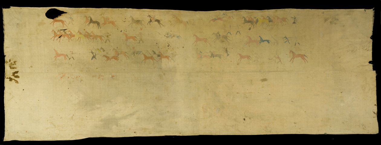 War Sheet, 1850-89 (bomull, pigment, fargestift og blyant) av Rain in the Face Rain in the Face