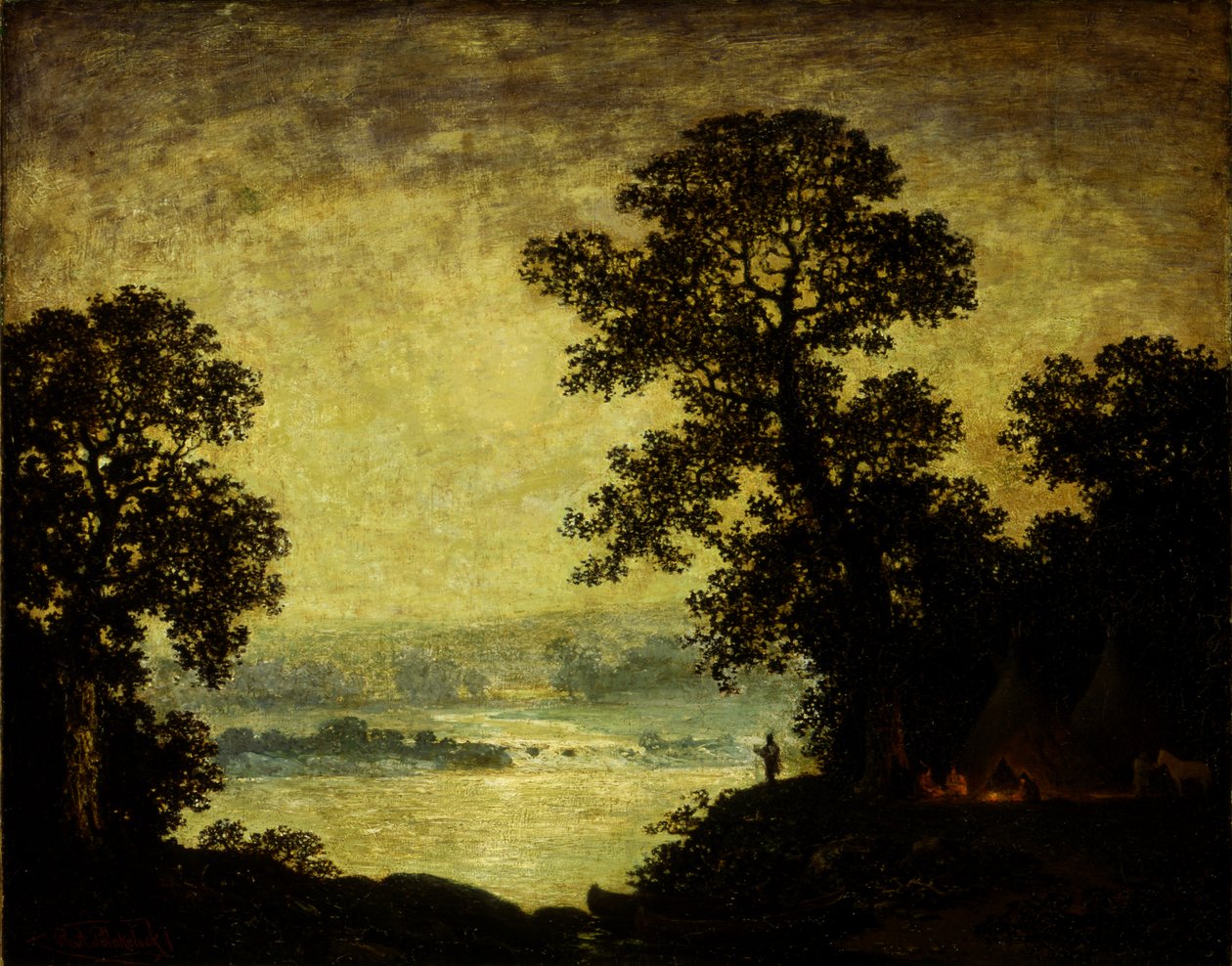 Moonlight, indisk leir, 1885-1889. av Ralph Albert Blakelock