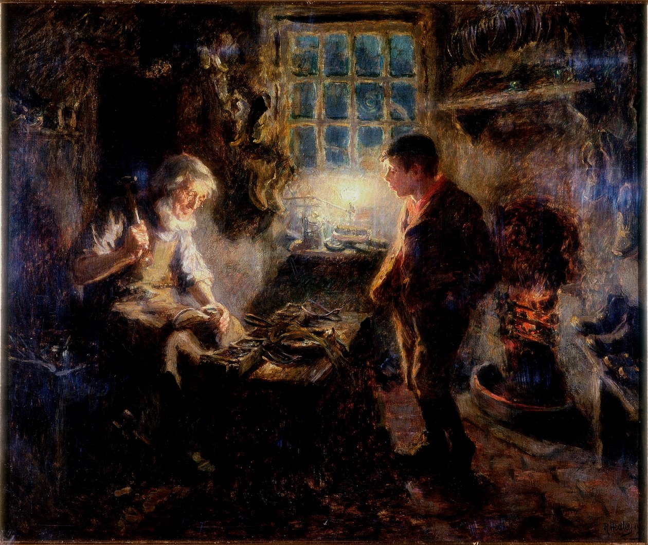 Skomakerbutikken, 1909 av Ralph Hedley