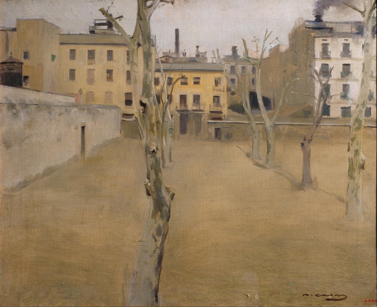 Gårdsplassen til det gamle fengselet i Barcelona (forgården til lammene) av Ramon Casas i Carbo