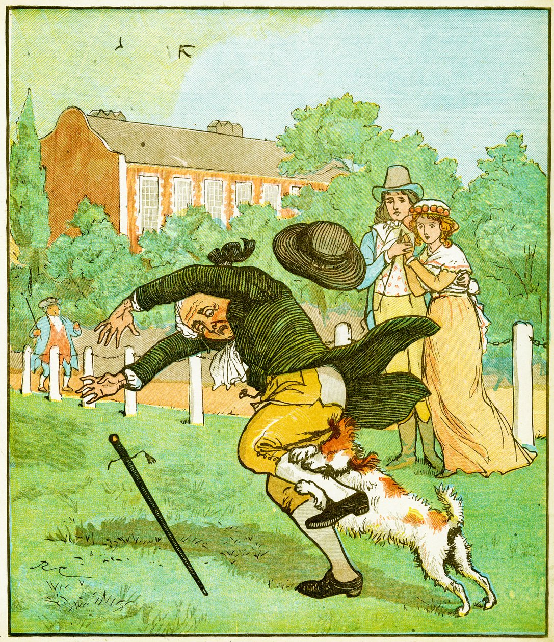 Illustrasjon for An Elegy on the Death of a Mad Dog, 1879 av Randolph Caldecott