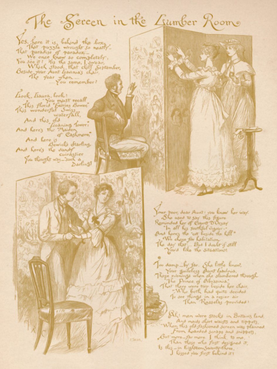 Skjermen i trelastrommet, 1886 av Randolph Caldecott