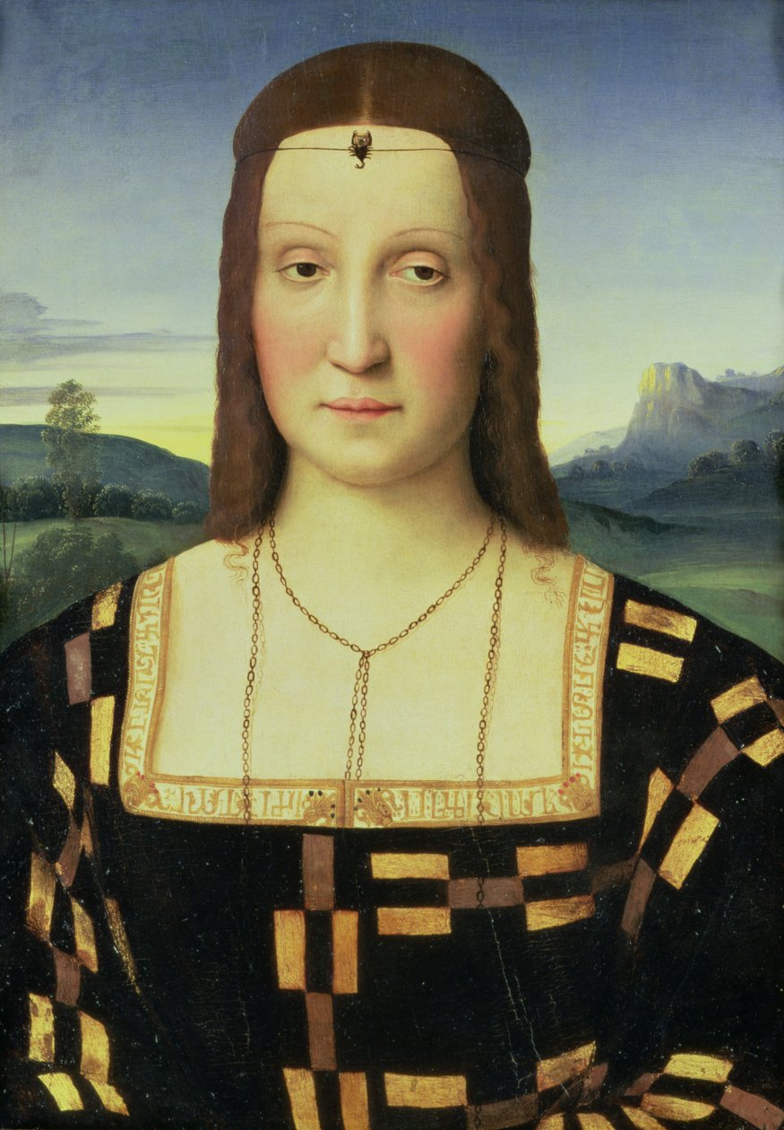 Portrett av Elizabeth Gonzaga, ca. 1504 av Raffaello Sanzio Raphael