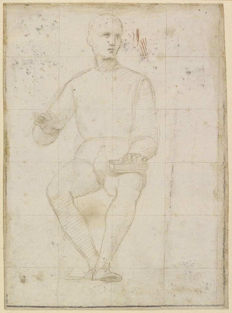 Rekto: Studie av en sittende mann, WA1846.174 av Raffaello Sanzio Raphael