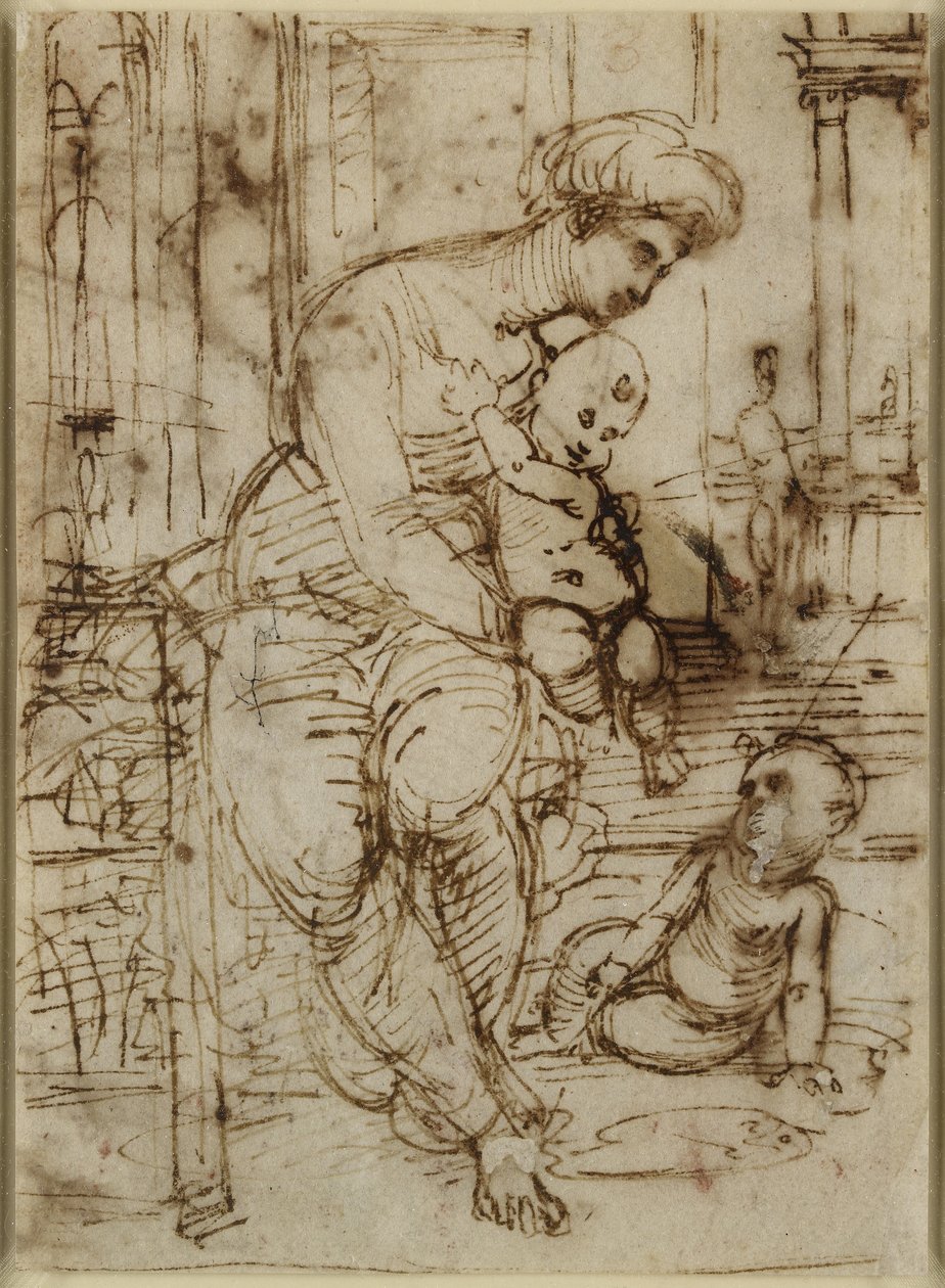 Rekto: The Virgin and Child and St John, WA1846.162 av Raffaello Sanzio Raphael