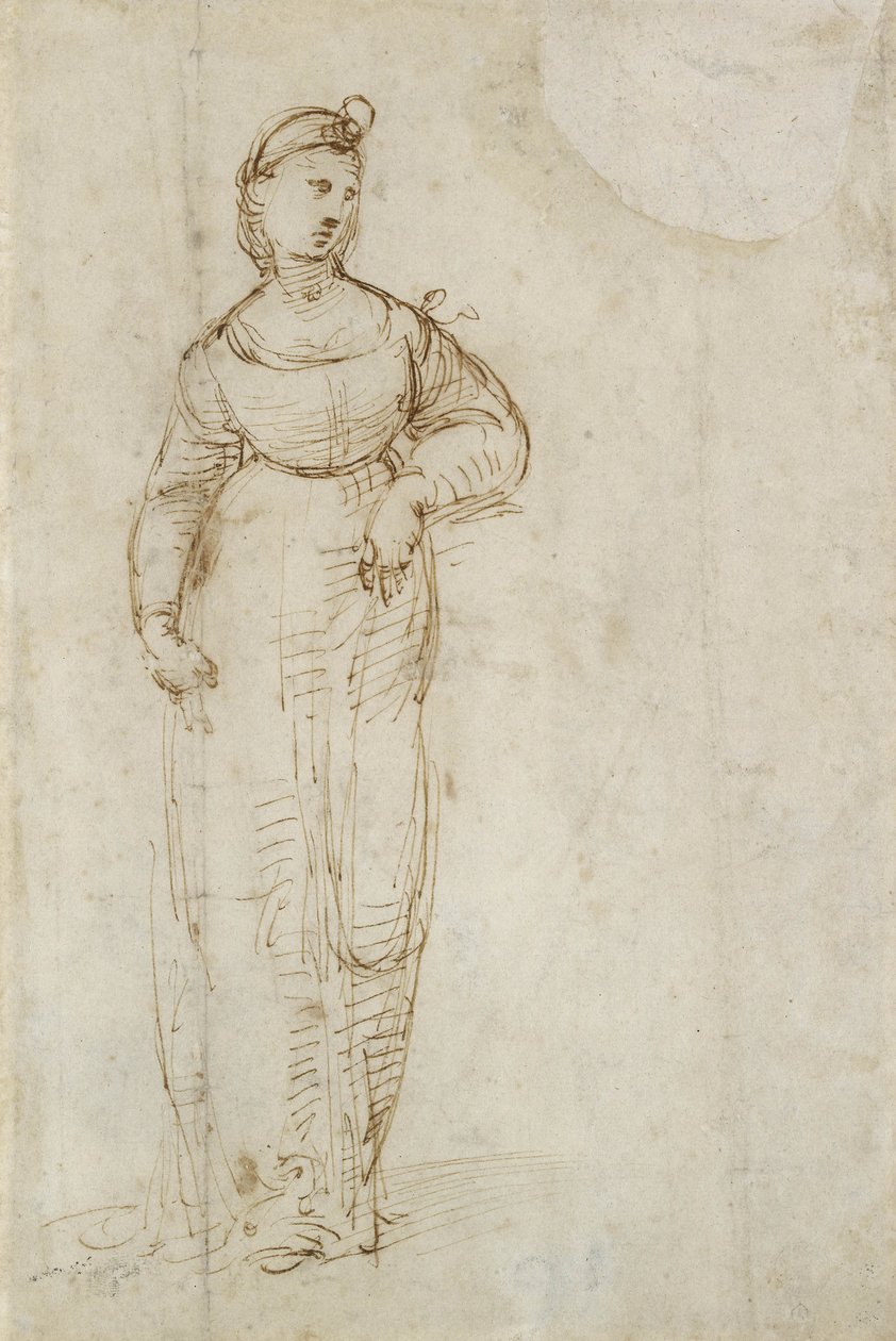 St Catherine (penn og brunt blekk på papir) av Raffaello Sanzio Raphael