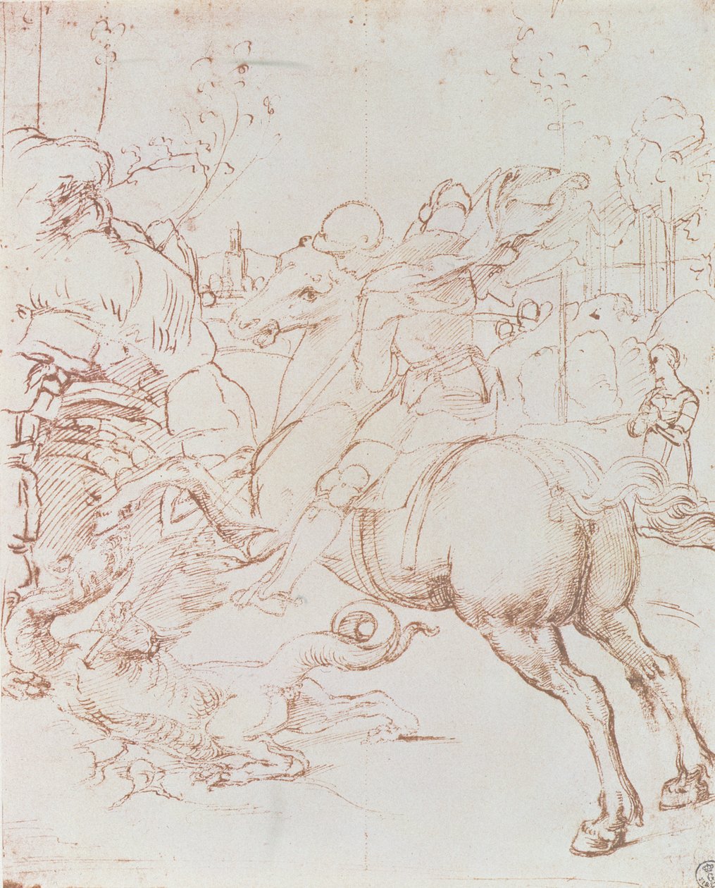 St. George og dragen (penn og blekk) av Raffaello Sanzio Raphael