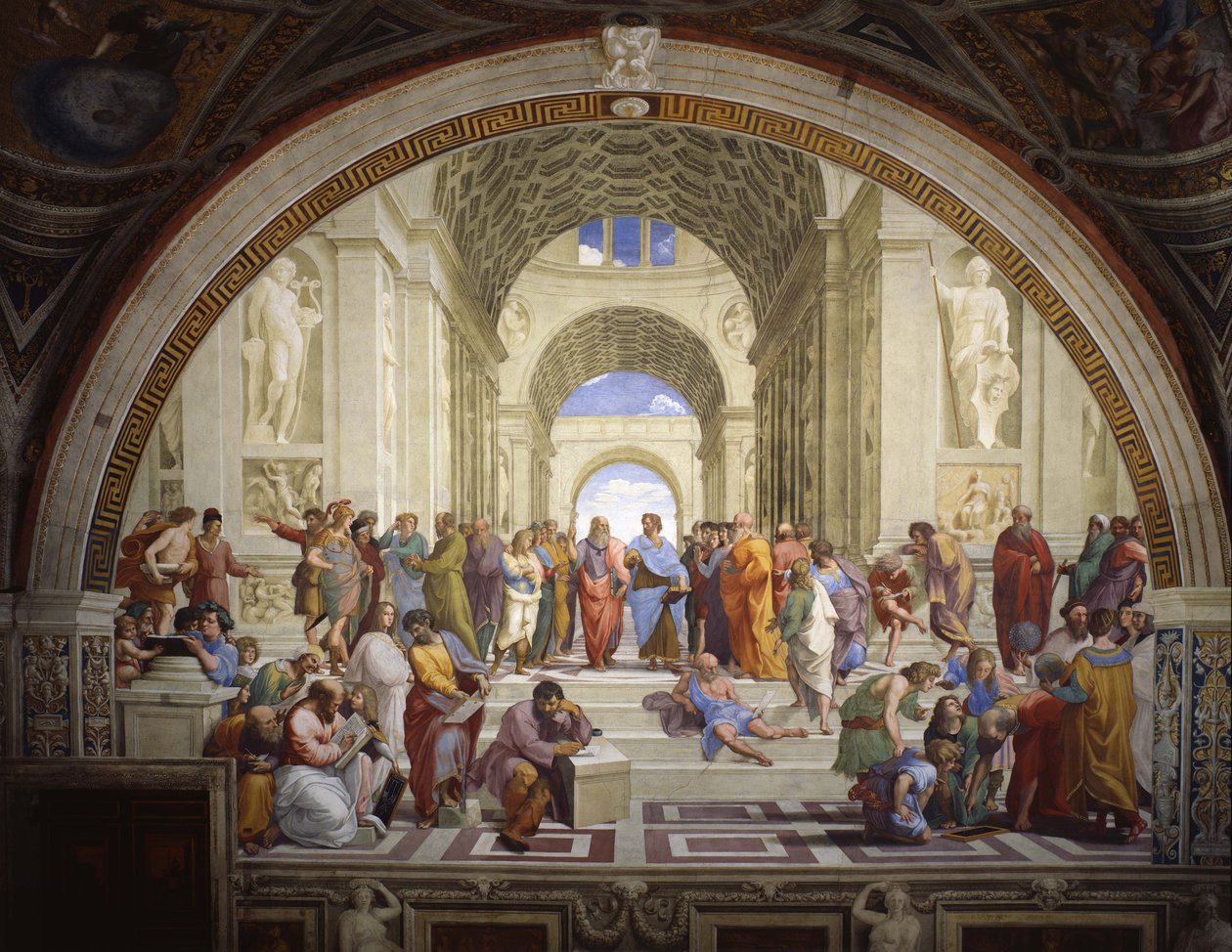 Rom på Segnatura im Vatikan für Papst Julius II., Wandfresko av Raffaello Sanzio Raphael
