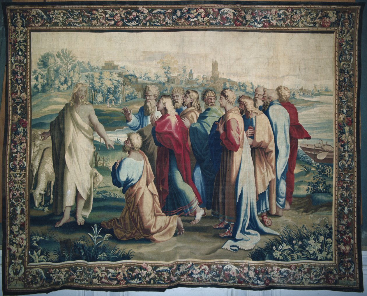 Tapet som skildrer Apostlenes gjerninger, kallet til Saint Paul detalj av apostlene, vevd på Beauvais Workshop under ledelse av Philippe Behagle 1641-1705, 1695-98 ullteppe av Raffaello Sanzio Raphael