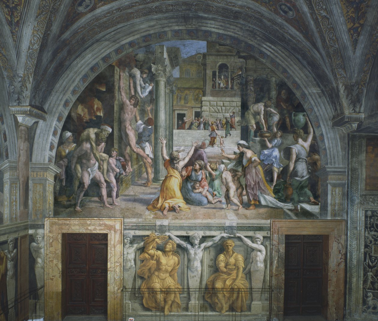 The Fire in the Borgo, Room of the Fire in the Borgo, 1514 av Raffaello Sanzio Raphael