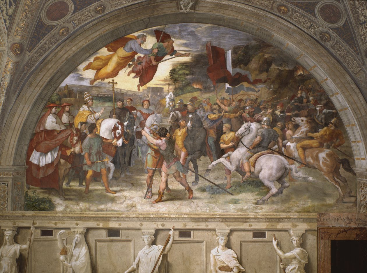 Møtet mellom Leo den store og Attila, Stanza di Eliodoro, 1514 av Raffaello Sanzio Raphael