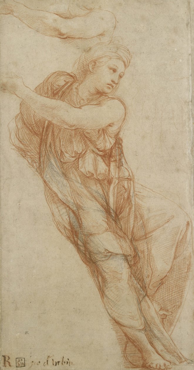 Den frygiske sibylla (rødt kritt med litt svart kritt på buff-papir) av Raffaello Sanzio Raphael