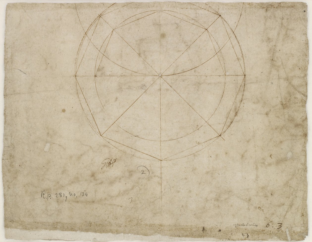Verso: Sfærisk geometrisk design, WA1846.199 av Raffaello Sanzio Raphael