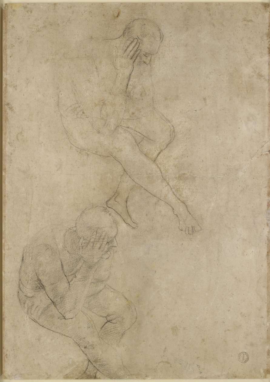 Verso: To studier av en eldre mann, WA1846.210 av Raffaello Sanzio Raphael