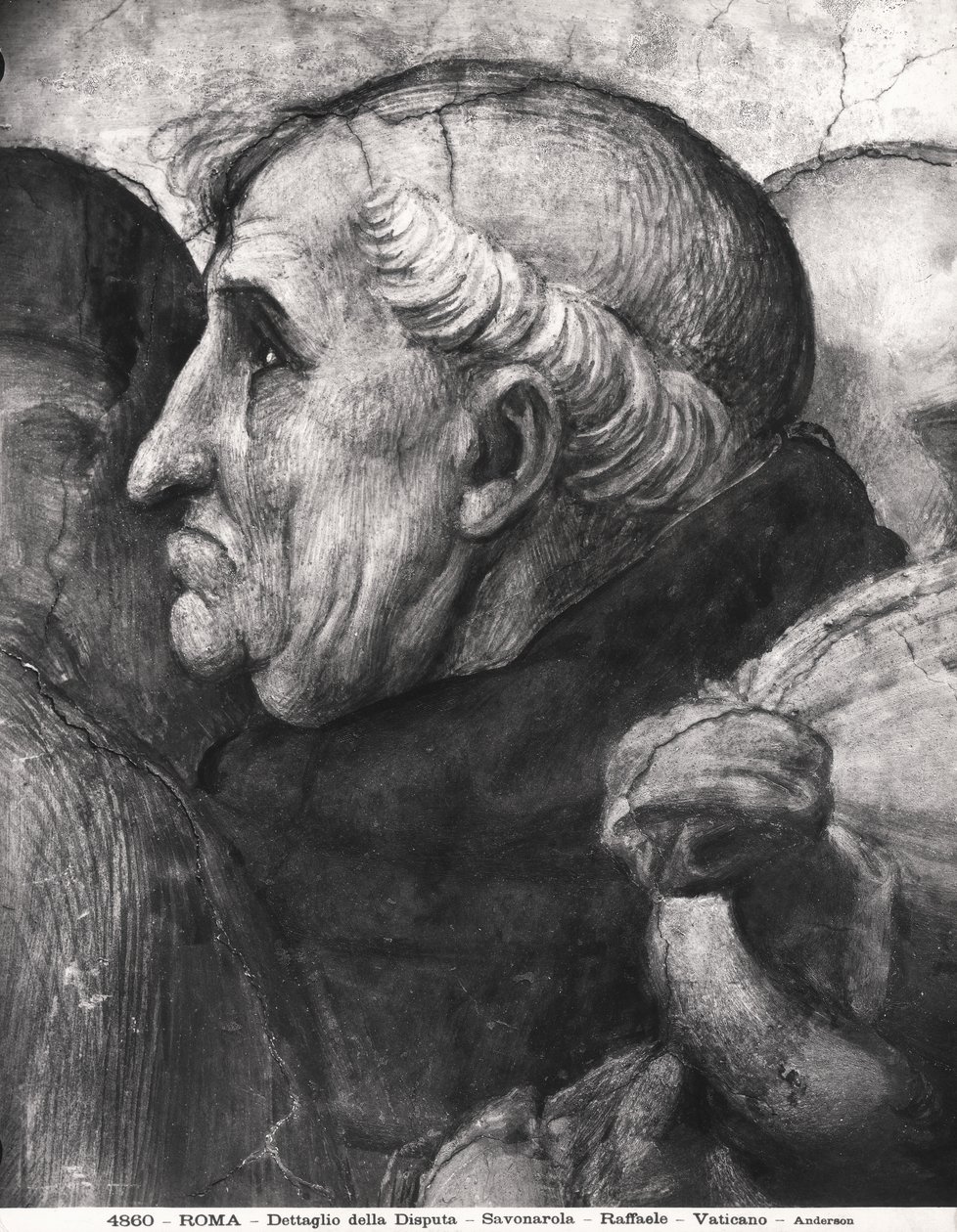 Portrett av Savonarola (1452-98) fra La Disputa i Stanza della Segnatura, 1508-11 av Raffaello Sanzio Raphael