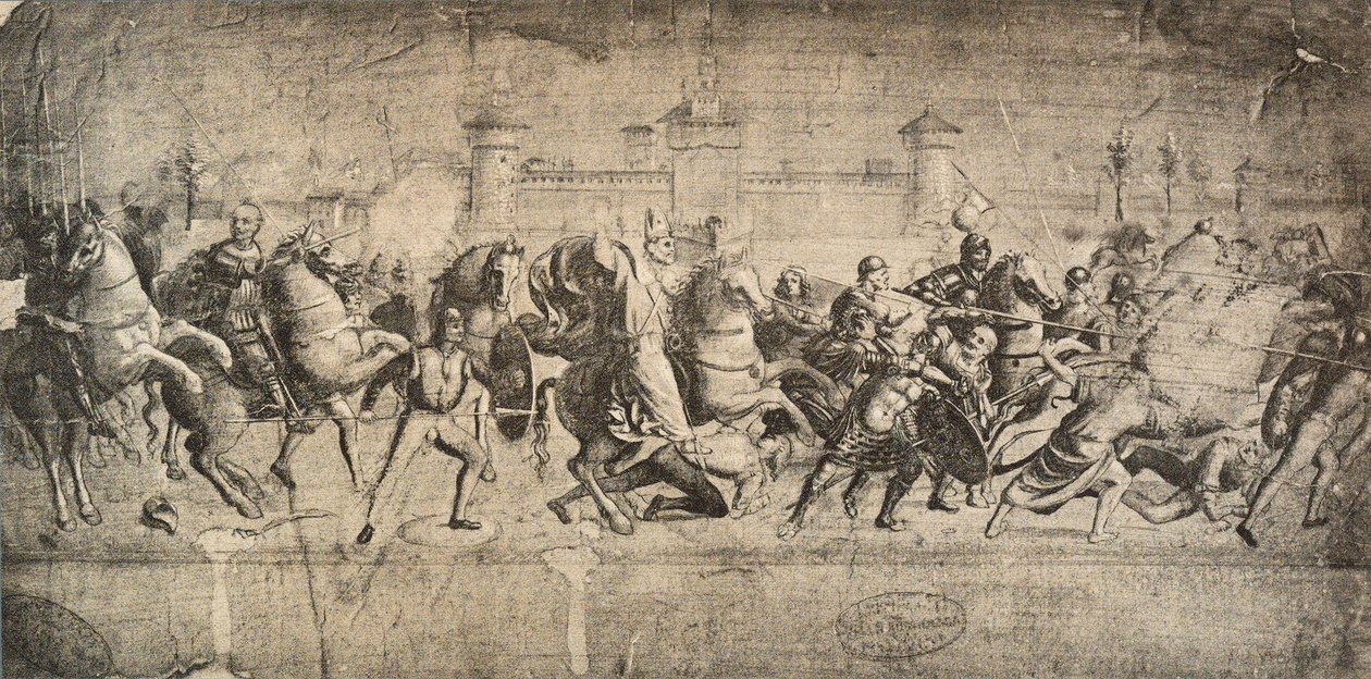 Kavalerer i kamp; tegning av Raphael. Gallerie dellAccademia, Venezia av Raffaello Sanzio Raphael