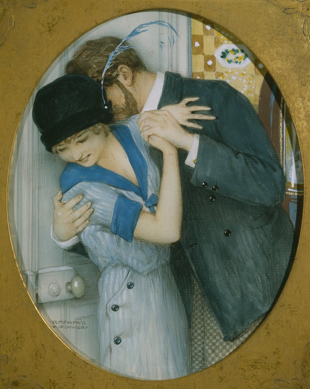 The Embrace (pastell og blyant og wc på papir) av Raphael Kirchner