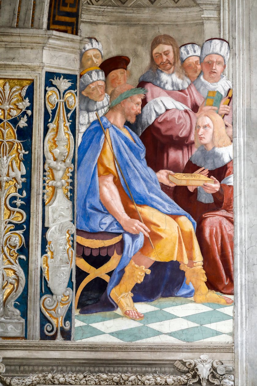 Fresko av rettferdighet, detalj. Det 16. århundre av Raphael