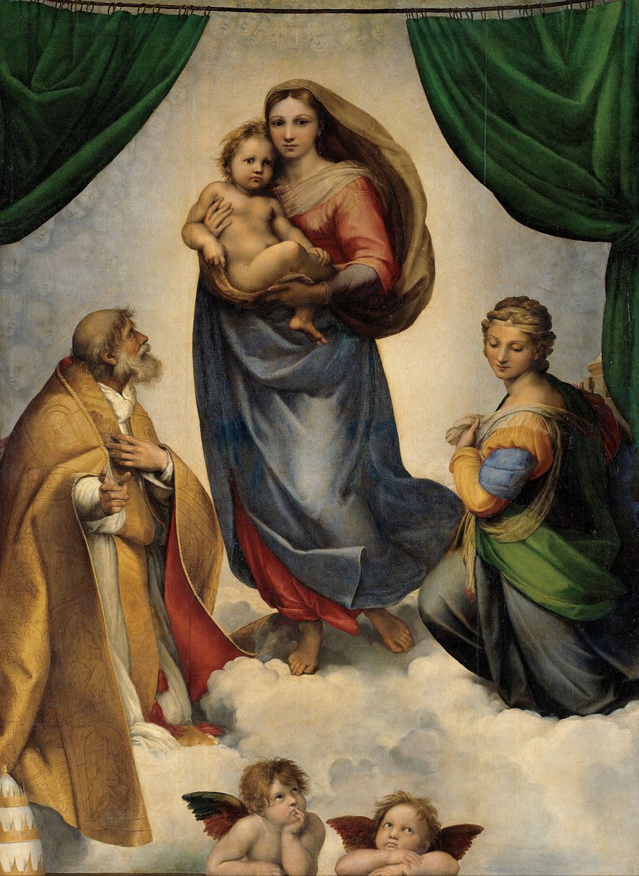 Den sixtinske madonna. ca. 1512 av Raphael