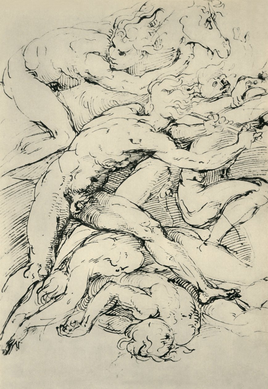 Slagscene, tidlig på 1500-tallet, 1943. av Raffaello Sanzio Raphael
