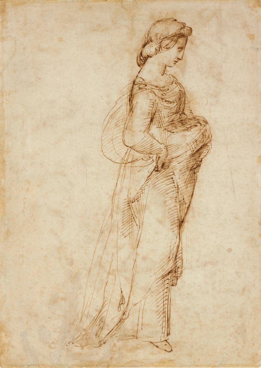 Kvinnefigur som går til høyre, c1500-1520 av Raphael
