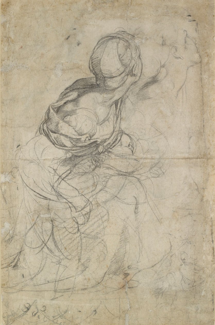 Studier for to knelende kvinner, c1500-1520 av Raphael