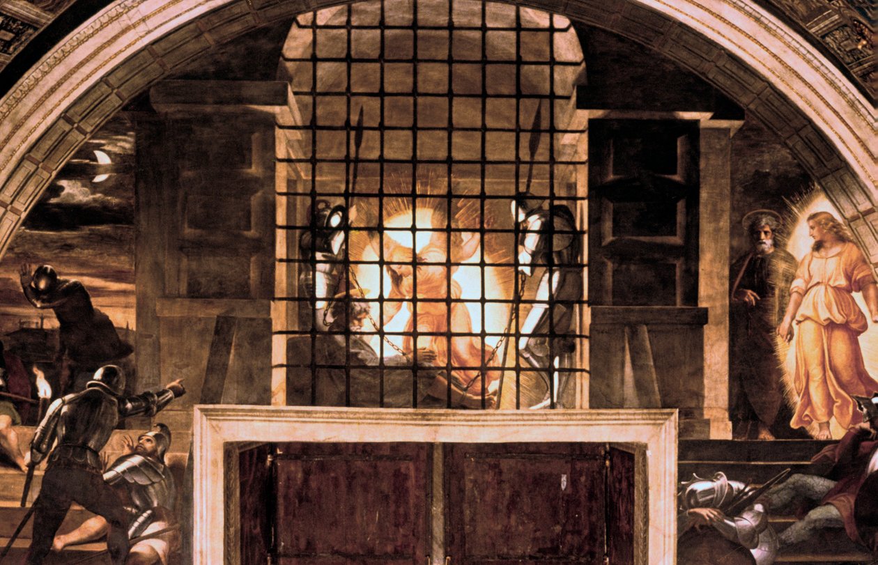 Frigjøringen av St Peter, 1514 av Raffaello Sanzio Raphael