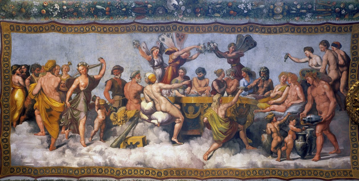 Bryllupsbankett av Amor og Psyke, 1517. av Raphael