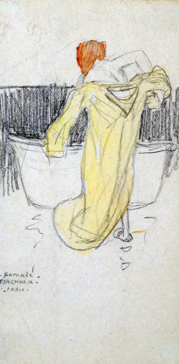 Rødhodet kvinne ... på badet, ca 1900-1917 av Raphael Kirchner