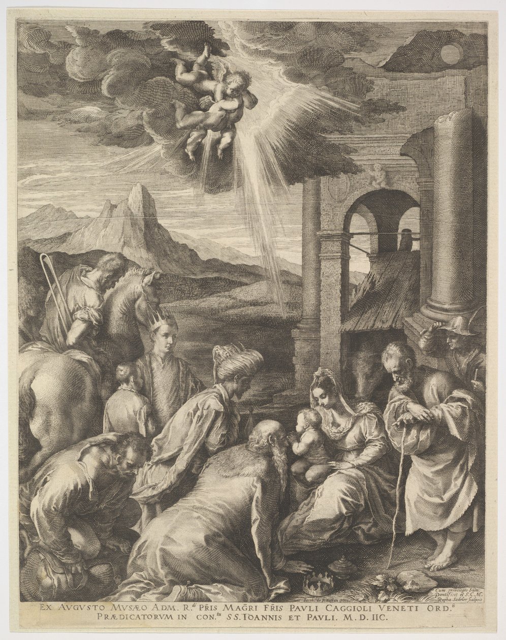 Tilbedelse av magi, 1598. av Raphael Sadeler