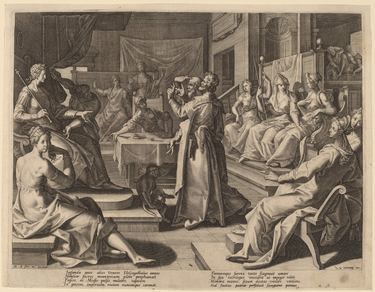 Heliogabalus og de kloke kvinnene, 1589. av Raphael Sadeler