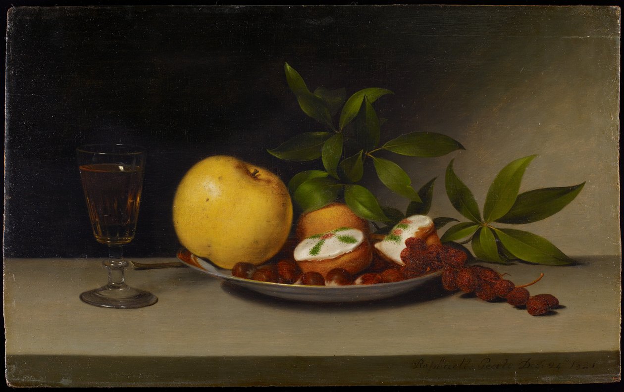 Stilleben med frukt, kaker og vin, 1821 av Raphaelle Peale