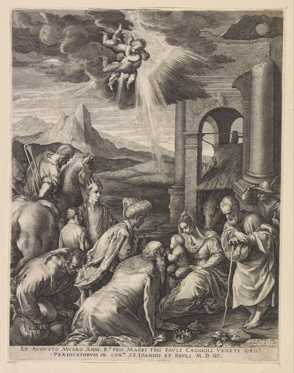 Tilbedelse av kongene av Raphaël Sadeler (I)