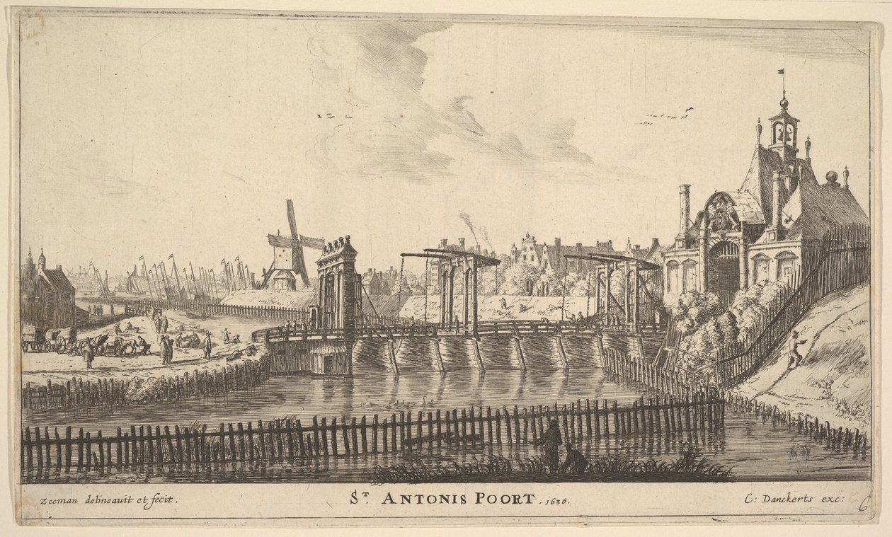 St. Antonis Poort, Amsterdam, midten av 1600-tallet. av Reinier Zeeman