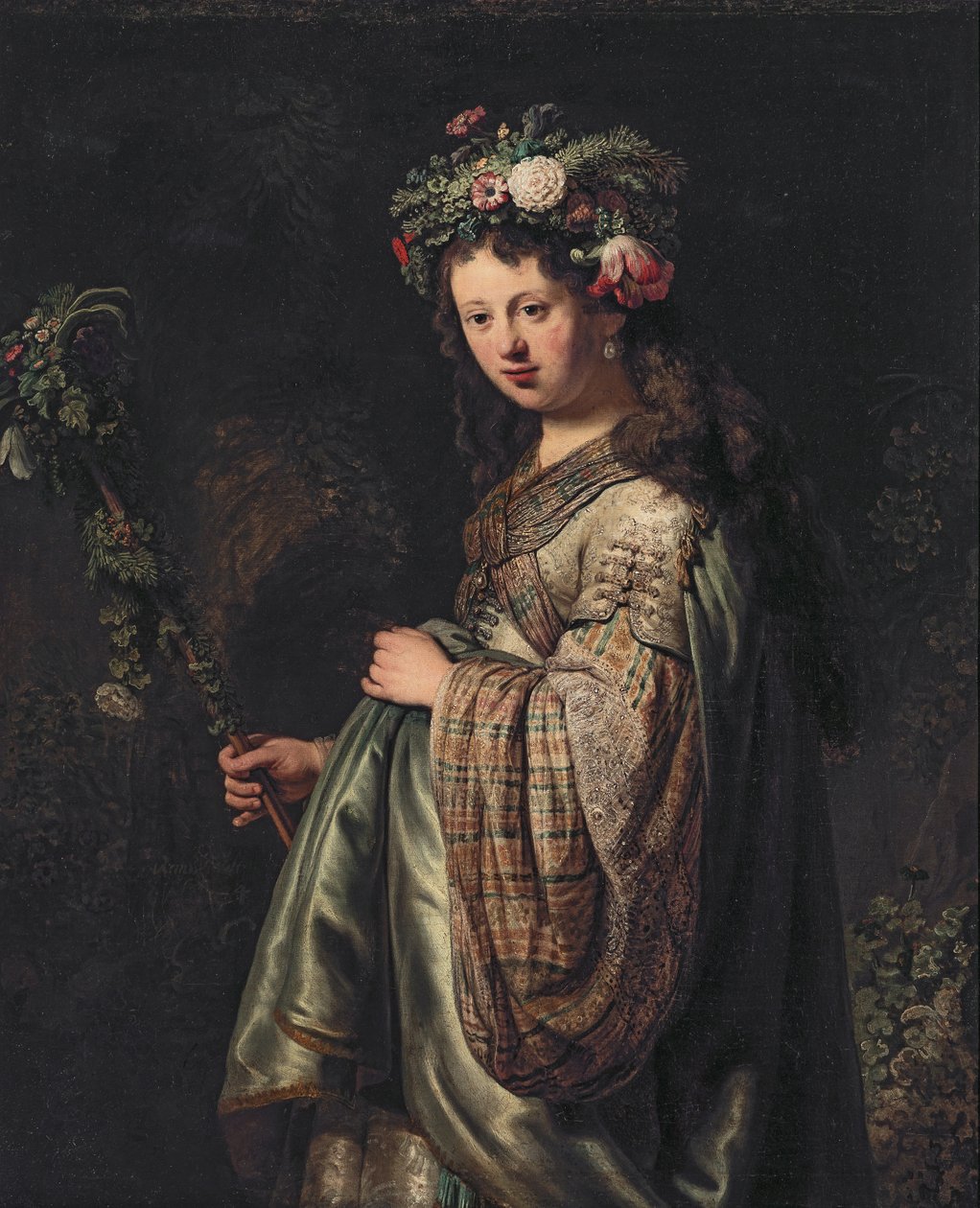 Saskia van Uylenburgh (1612-1642) som Flora av Rembrandt van Rijn