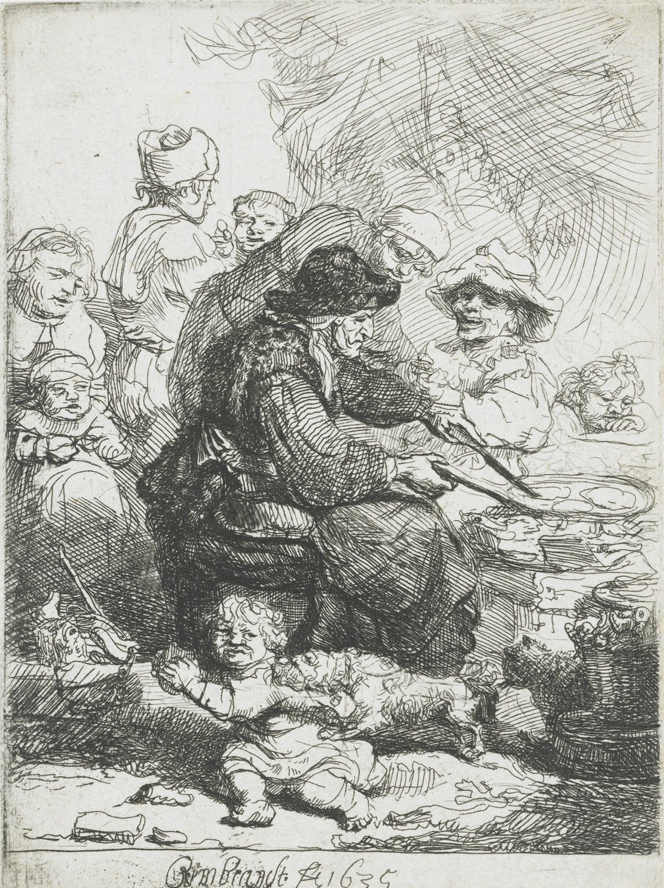 Pannekakemakeren, 1635 av Rembrandt van Rijn