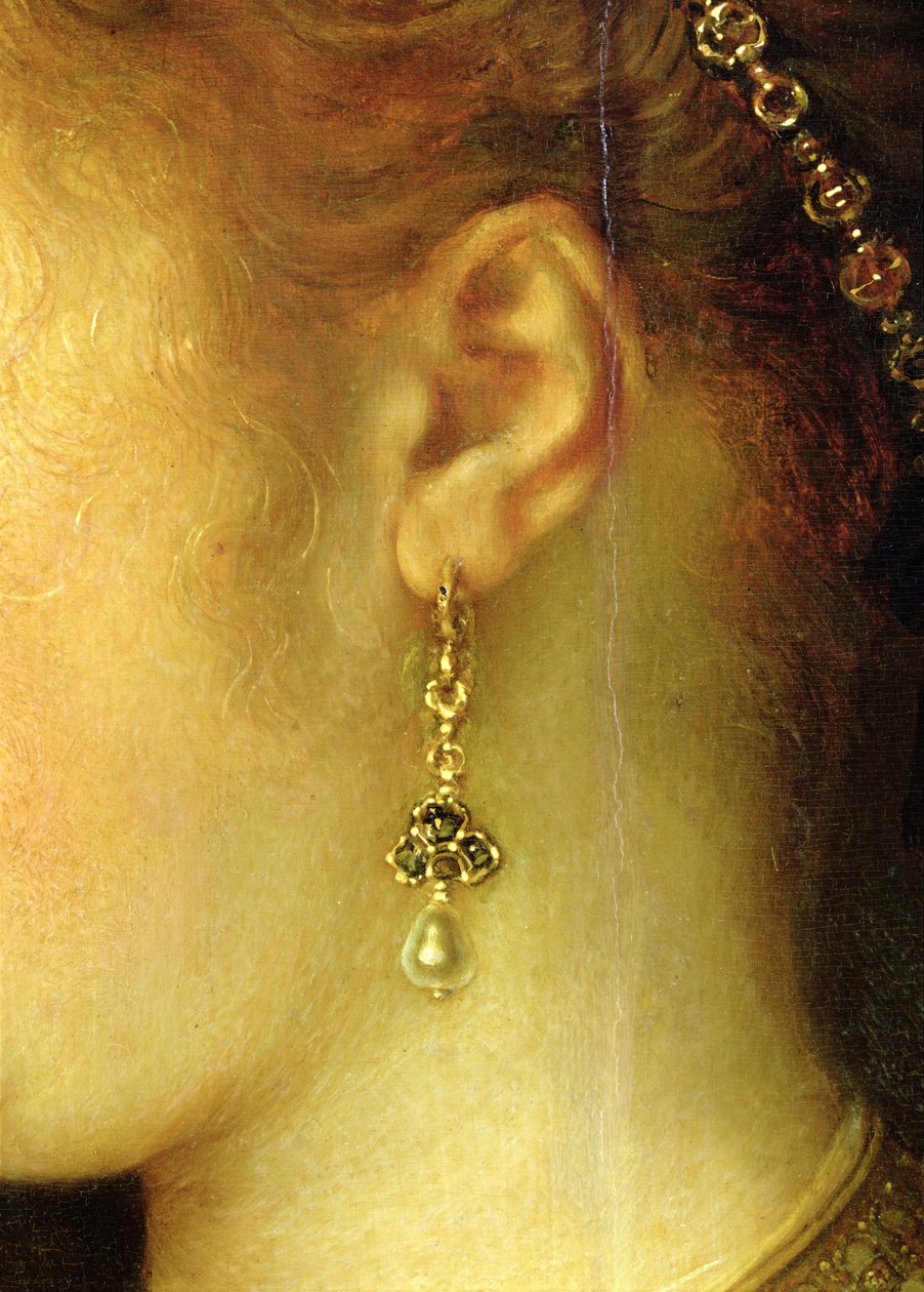 Portrett av Saskia van Uylenburgh (1612-42) i Rich Costume (detalj) (se 244316) av Rembrandt van Rijn
