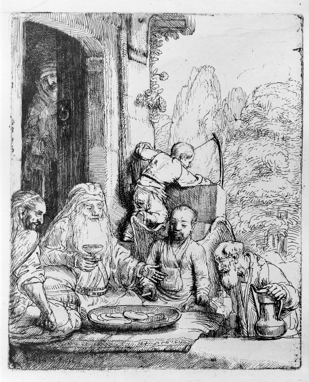 Abraham underholdt englene, 1656 av Rembrandt van Rijn