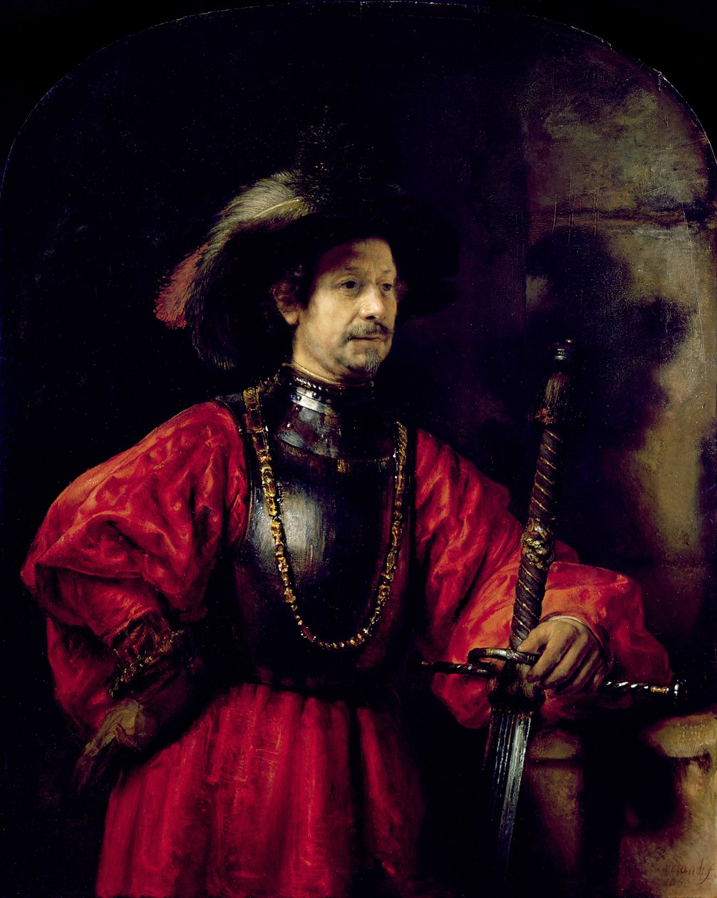 Portrett av en mann i militærdrakt, 1650 av Rembrandt van Rijn