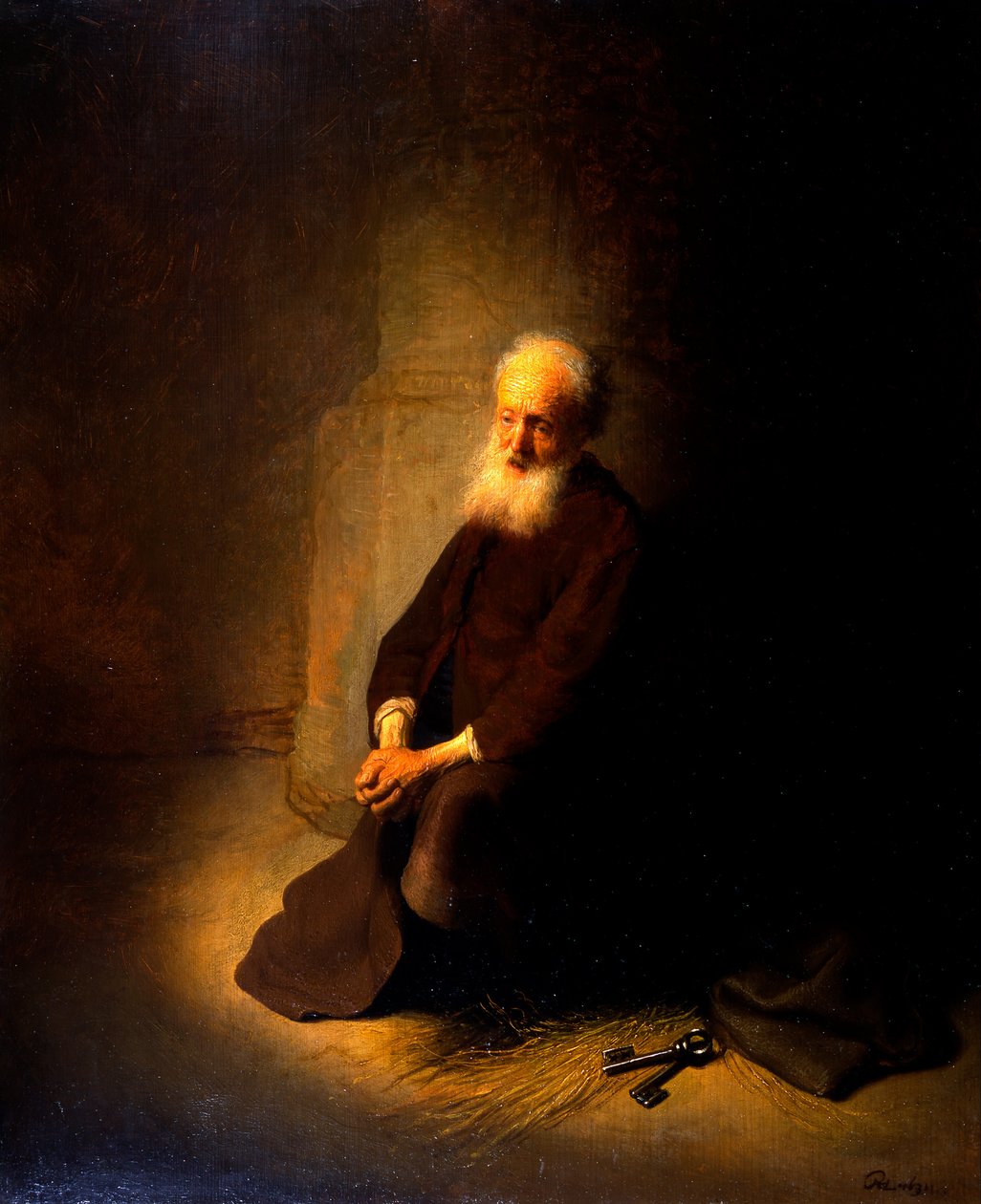 St. Peter i fengsel (Apostelen Peter Kneeling) av Rembrandt van Rijn