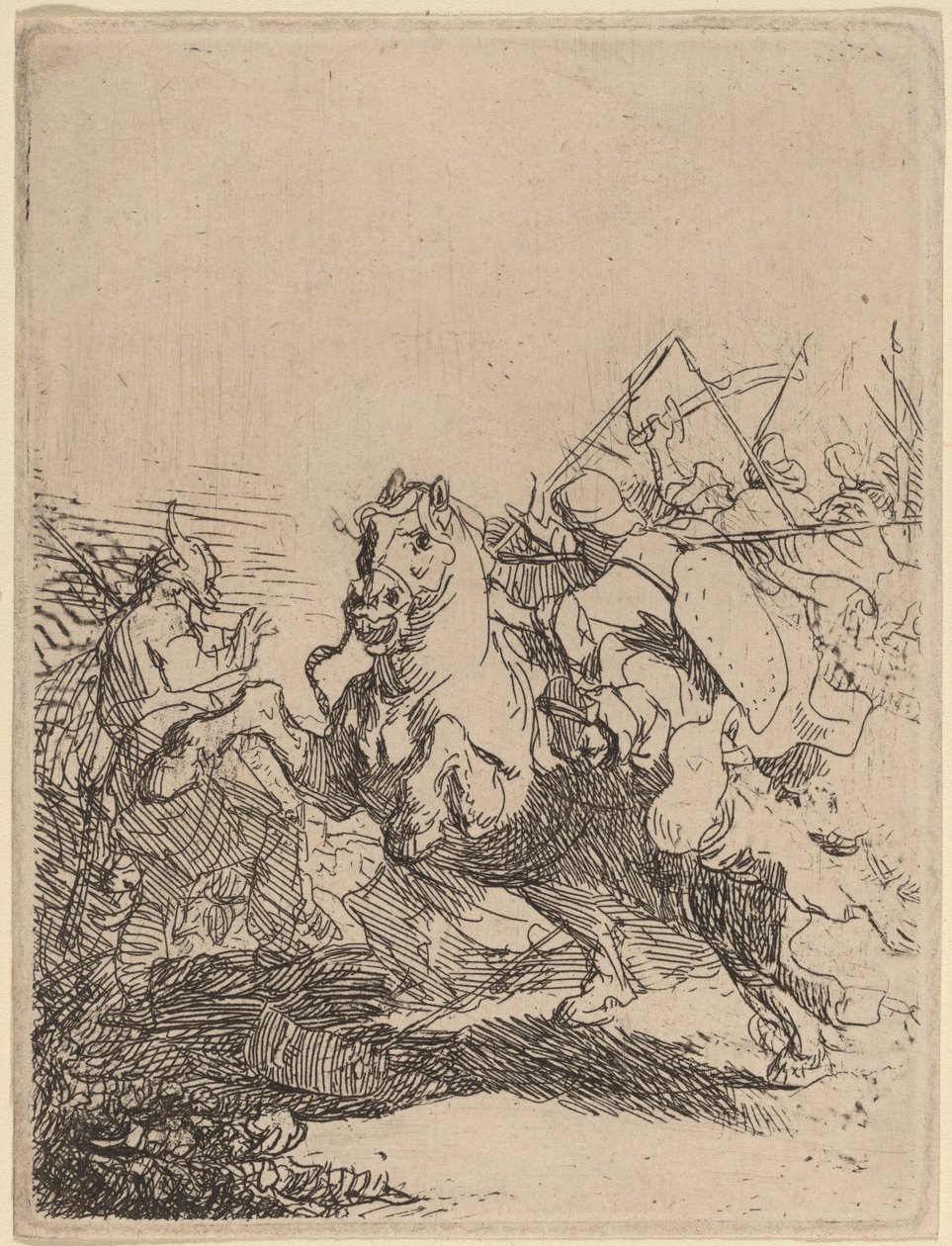 En kavalerikamp av Rembrandt van Rijn