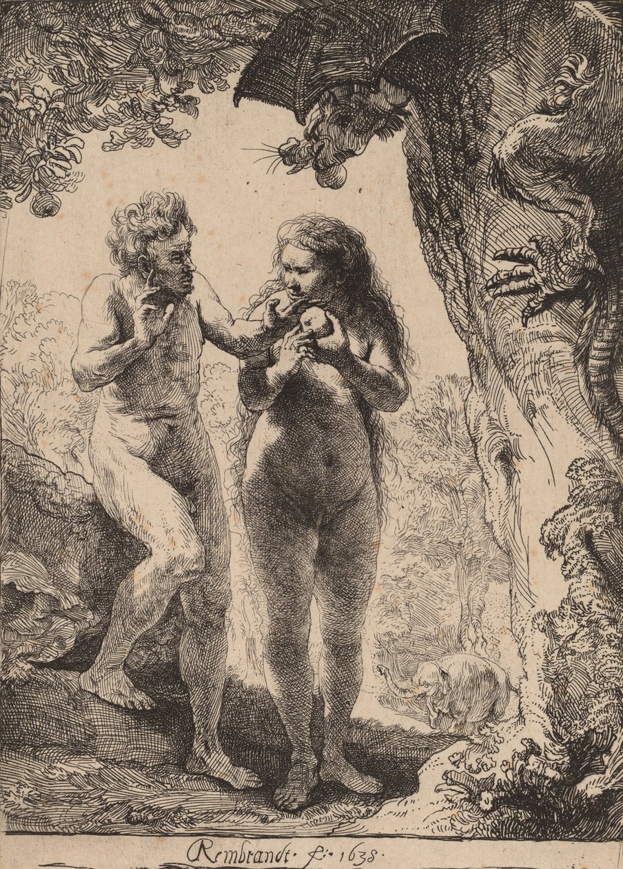 Adam og Eva, 1638. av Rembrandt van Rijn