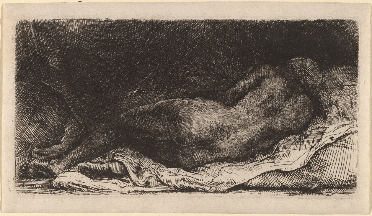 Svart kvinne liggende av Rembrandt van Rijn