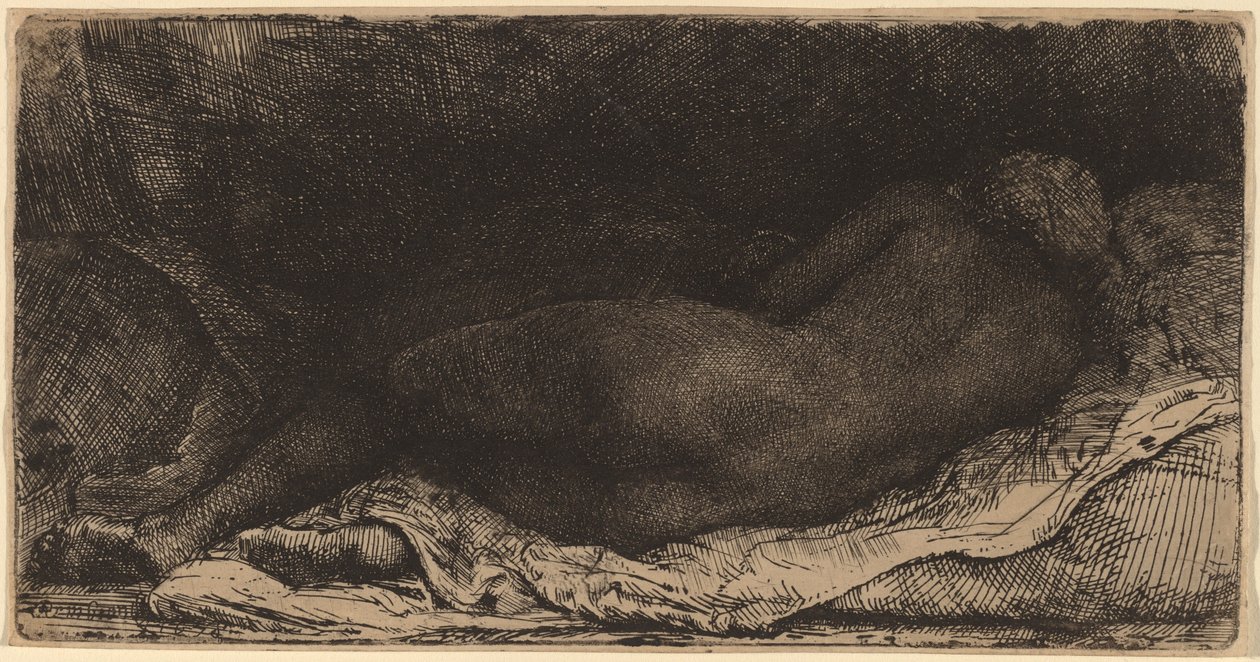 Svart kvinne liggende av Rembrandt van Rijn