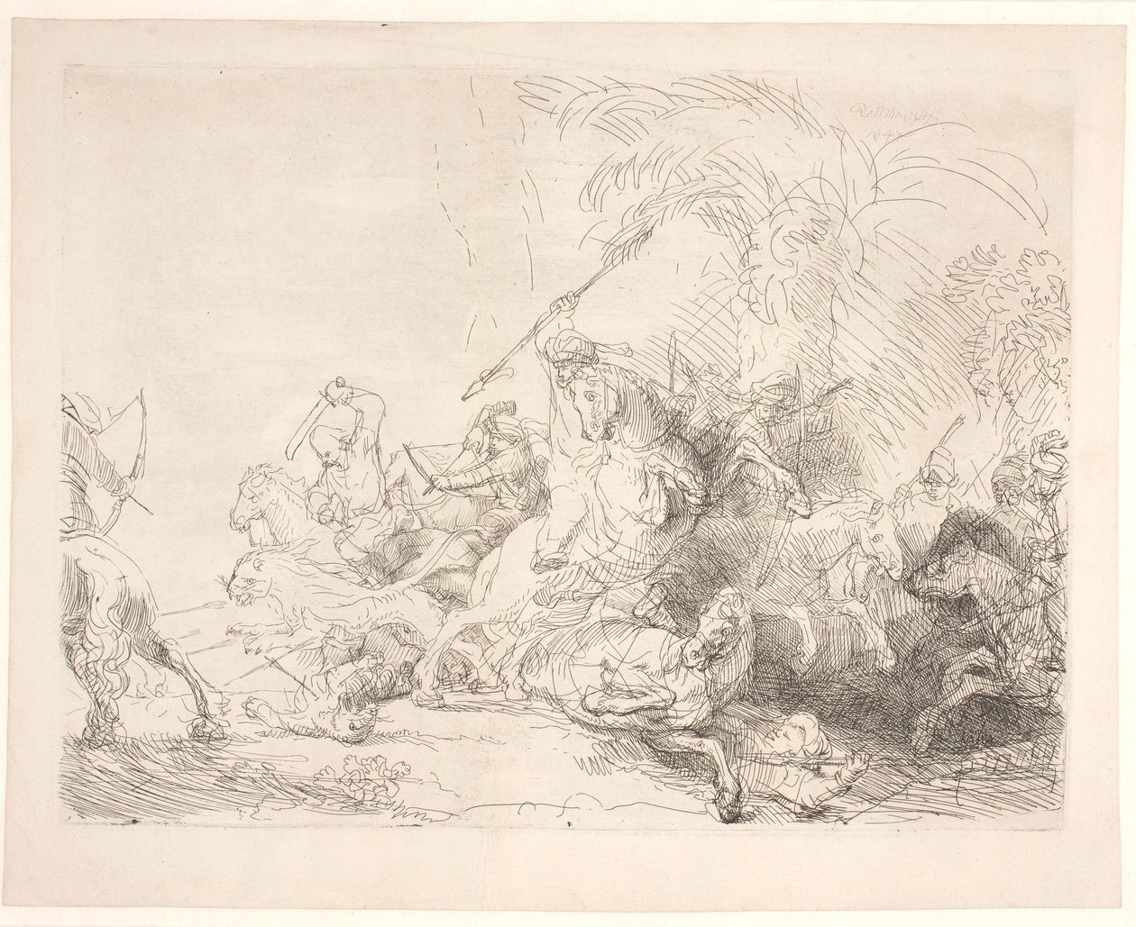Den store løvejakten av Rembrandt van Rijn