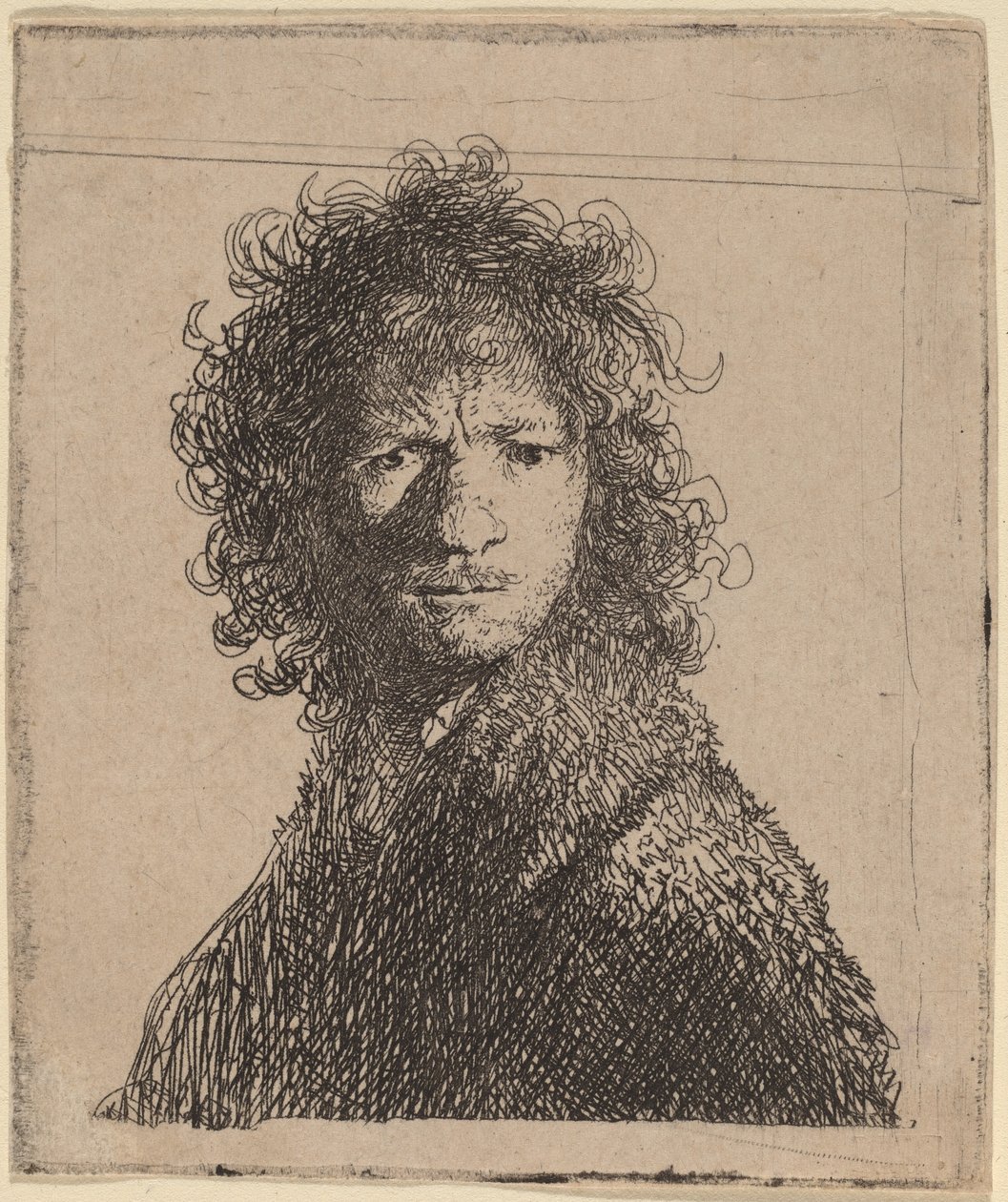 Selvportrett, rynker pannen av Rembrandt van Rijn