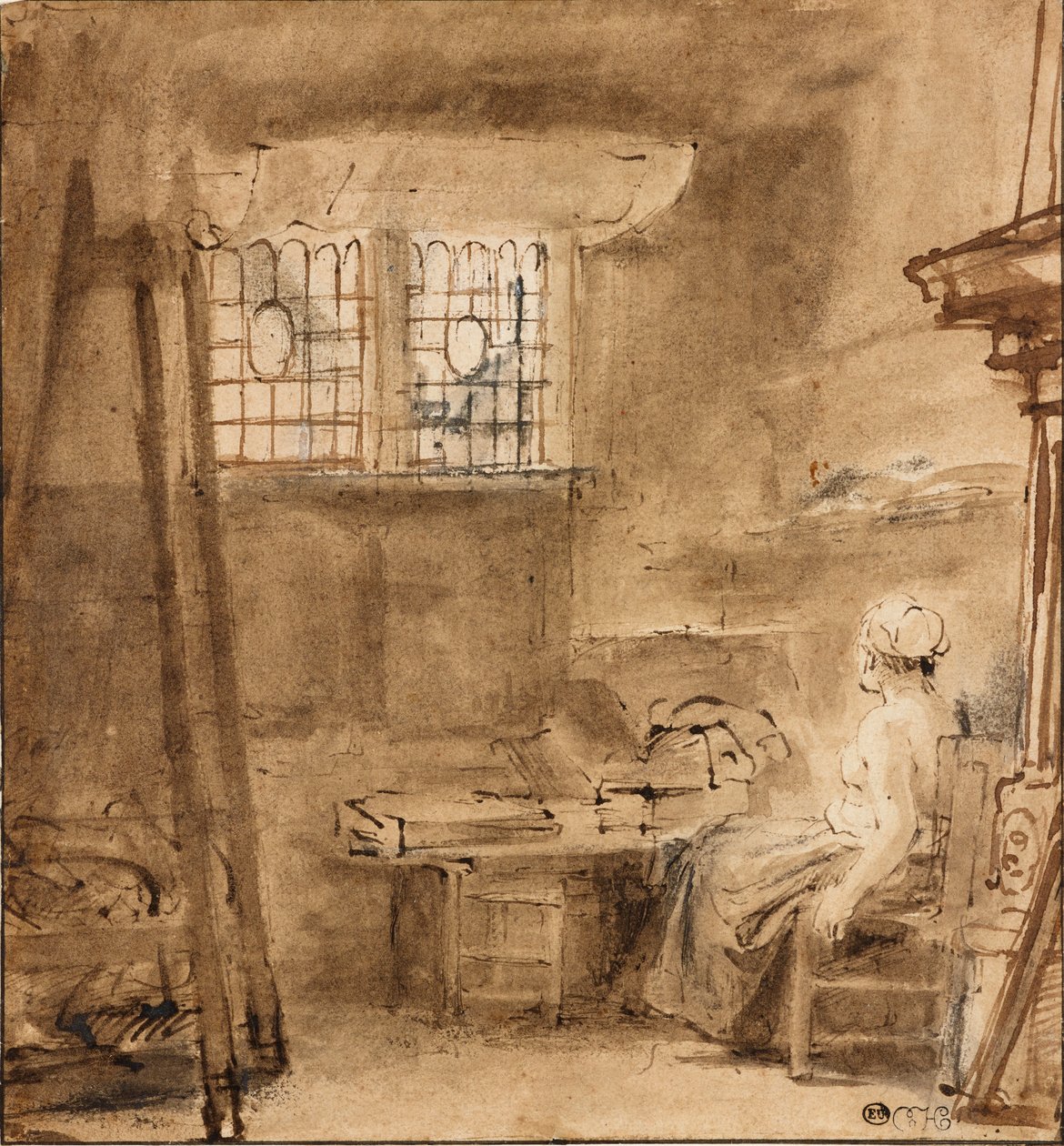 Kunstnerens studio, 1659 av Rembrandt van Rijn