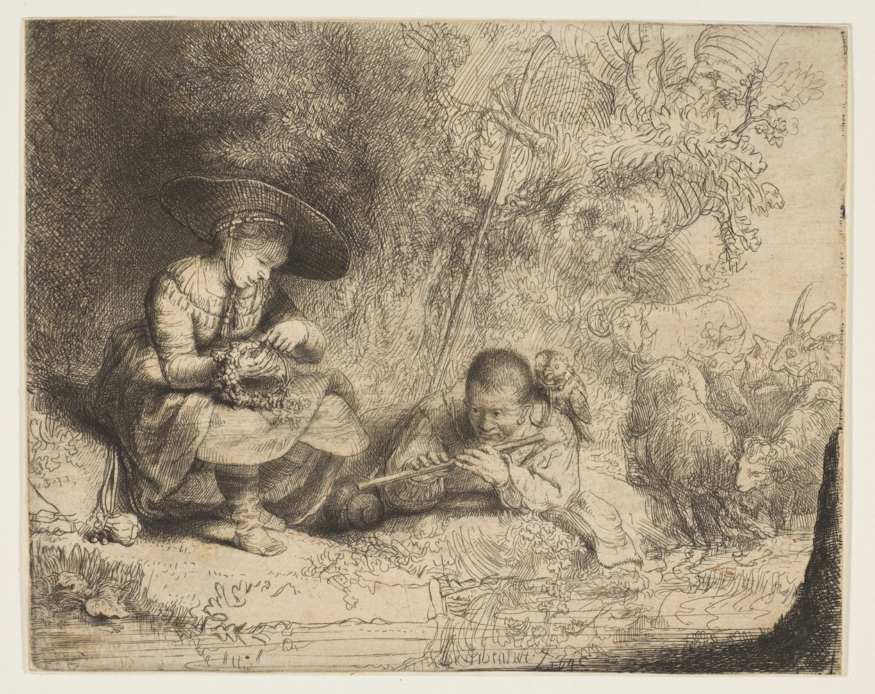 Fløytespilleren, 1642. av Rembrandt van Rijn